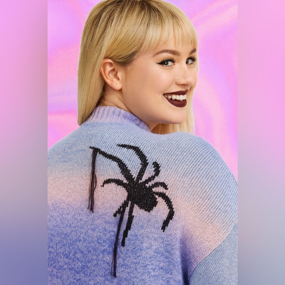 Torrid Blue Purple Pink Ombré Open-Front Spider  Cardigan, 2X, NWT! - Picture 8 of 16